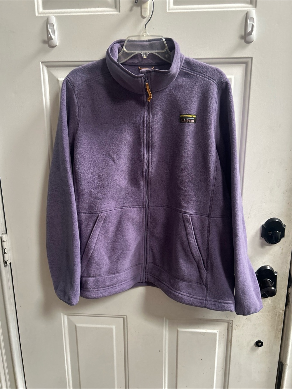 L.L. Bean women’s Mountain Classic Full-Zip Fleece Purple Jacket w/Pocket Trim
